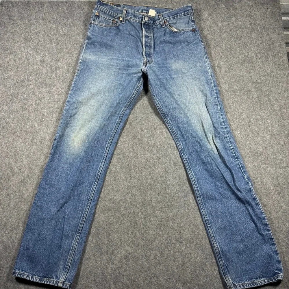 Levis‎ 501 Original Fit Mens Blue Straight Leg Denim Jeans 34x31 Medium Wash